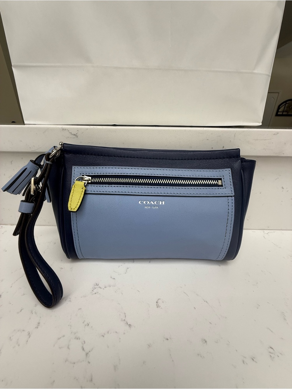 COACH Legacy Two-Tone Leather Zipper Wristlet/Pouch